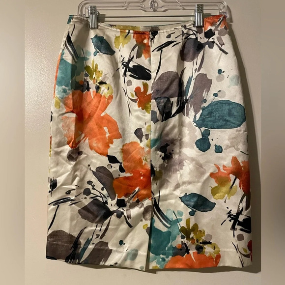 Jones New York Silk Blend Multicolor Abstract Print Pencil Skirt Size 8 - Picture 2 of 7